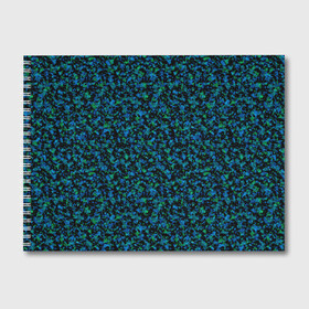 Альбом для рисования с принтом Абстрактный зелено-синий узор  в Петрозаводске, 100% бумага
 | матовая бумага, плотность 200 мг. | Тематика изображения на принте: абстрактный | вкрапления | зеленый | молодежный | мраморный | синий | современный | черный и синий