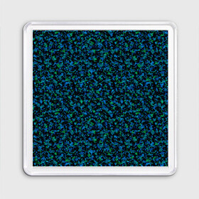 Магнит 55*55 с принтом Абстрактный зелено-синий узор  в Петрозаводске, Пластик | Размер: 65*65 мм; Размер печати: 55*55 мм | Тематика изображения на принте: абстрактный | вкрапления | зеленый | молодежный | мраморный | синий | современный | черный и синий