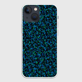 Чехол для iPhone 13 mini с принтом Абстрактный зелено синий узор в Петрозаводске,  |  | абстрактный | вкрапления | зеленый | молодежный | мраморный | синий | современный | черный и синий