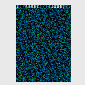 Скетчбук с принтом Абстрактный зелено-синий узор  в Петрозаводске, 100% бумага
 | 48 листов, плотность листов — 100 г/м2, плотность картонной обложки — 250 г/м2. Листы скреплены сверху удобной пружинной спиралью | Тематика изображения на принте: абстрактный | вкрапления | зеленый | молодежный | мраморный | синий | современный | черный и синий