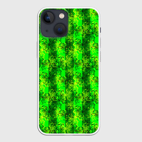 Чехол для iPhone 13 mini с принтом Неоновый полосатый узор в Петрозаводске,  |  | бабочки | вертикальные полосы | зеленый | летний | неоновый | неоновый зеленый | современный | яркий узор
