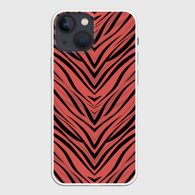 Чехол для iPhone 13 mini с принтом Полосатый тигровый узор в Петрозаводске,  |  | абстрактный | коричневый | модный | оранжево коричневый | полосатый узор | терракотовый | тигровый | топовый
