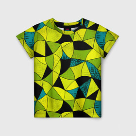 Детская футболка 3D с принтом Гранжевый яркий зеленый  в Петрозаводске, 100% гипоаллергенный полиэфир | прямой крой, круглый вырез горловины, длина до линии бедер, чуть спущенное плечо, ткань немного тянется | абстрактный | гранжевая текстура | зеленый | летний | молодежный | современный | ярко желтый