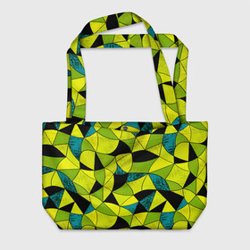 Пляжная сумка 3D с принтом Гранжевый яркий зеленый  в Петрозаводске, 100% полиэстер | застегивается на металлическую кнопку; внутренний карман застегивается на молнию. Стенки укреплены специальным мягким материалом, чтобы защитить содержимое от несильных ударов
 | абстрактный | гранжевая текстура | зеленый | летний | молодежный | современный | ярко желтый