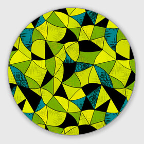 Коврик для мышки круглый с принтом Гранжевый яркий зеленый  в Петрозаводске, резина и полиэстер | круглая форма, изображение наносится на всю лицевую часть | абстрактный | гранжевая текстура | зеленый | летний | молодежный | современный | ярко желтый