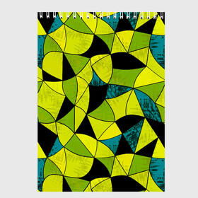 Скетчбук с принтом Гранжевый яркий зеленый  в Петрозаводске, 100% бумага
 | 48 листов, плотность листов — 100 г/м2, плотность картонной обложки — 250 г/м2. Листы скреплены сверху удобной пружинной спиралью | Тематика изображения на принте: абстрактный | гранжевая текстура | зеленый | летний | молодежный | современный | ярко желтый