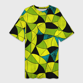 Платье-футболка 3D с принтом Гранжевый яркий зеленый в Петрозаводске,  |  | абстрактный | гранжевая текстура | зеленый | летний | молодежный | современный | ярко желтый