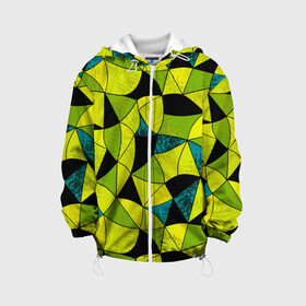 Детская куртка 3D с принтом Гранжевый яркий зеленый  в Петрозаводске, 100% полиэстер | застежка — молния, подол и капюшон оформлены резинкой с фиксаторами, по бокам — два кармана без застежек, один потайной карман на груди, плотность верхнего слоя — 90 г/м2; плотность флисового подклада — 260 г/м2 | абстрактный | гранжевая текстура | зеленый | летний | молодежный | современный | ярко желтый
