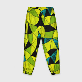 Детские брюки 3D с принтом Гранжевый яркий зеленый  в Петрозаводске, 100% полиэстер | манжеты по низу, эластичный пояс регулируется шнурком, по бокам два кармана без застежек, внутренняя часть кармана из мелкой сетки | абстрактный | гранжевая текстура | зеленый | летний | молодежный | современный | ярко желтый