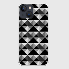 Чехол для iPhone 13 mini с принтом Современный геометрический в Петрозаводске,  |  | абстрактный | геометрический фигуры | модный | полигональный | популярный | треугольники | черно белый