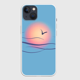 Чехол для iPhone 13 с принтом Солнечный шар в Петрозаводске,  |  | sea | sun | закат | море | небо | птицы | солнце | чайки