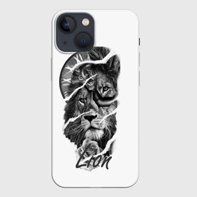 Чехол для iPhone 13 mini с принтом Время львов прошло в Петрозаводске,  |  | геометрический лев | лев и цветы льва | созвездие льва | черное молоко