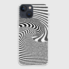 Чехол для iPhone 13 mini с принтом Черно белый мозаичный узор в Петрозаводске,  |  | волна | мозаика | мозаичная картина | серый | узор | черно белый | черный и белый