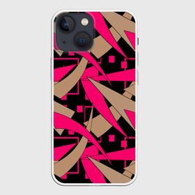 Чехол для iPhone 13 mini с принтом Яркий абстрактный узор в Петрозаводске,  |  | абстрактный | геометрический | коричневый | малиновый | молодежный | современный | черный