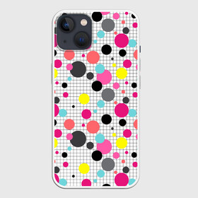Чехол для iPhone 13 с принтом Горох разноцветный. в Петрозаводске,  |  | абстрактный | в горошек | горох | детский | клетчатый | разноцветный горох | современный | узор в клетку