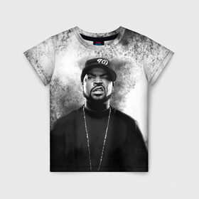 Детская футболка 3D с принтом Ice Cube | Айс Куб (Z) в Петрозаводске, 100% гипоаллергенный полиэфир | прямой крой, круглый вырез горловины, длина до линии бедер, чуть спущенное плечо, ткань немного тянется | Тематика изображения на принте: ice cube | oshea jackson | rap | айс куб | айс кьюб | реп | репер | рэпер | хип хоп
