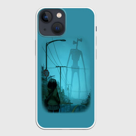 Чехол для iPhone 13 mini с принтом СИРЕНОГОЛОВЫЙ И ДЕВОЧКА в Петрозаводске,  |  | siren head | гуманоид | игра | монстр | сиреноголовый | существо | хоррор