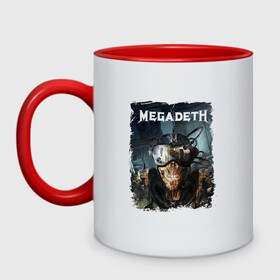 Кружка двухцветная с принтом Megadeth | Poster (Z) в Петрозаводске, керамика | объем — 330 мл, диаметр — 80 мм. Цветная ручка и кайма сверху, в некоторых цветах — вся внутренняя часть | dave mustaine | megadeth | music | rock | дирк вербурен | дэвид эллефсон | дэйв мастейн | кико лоурейро | мегадеф | мегадэф | музыка | рок | трэш метал | хард рок | хеви метал