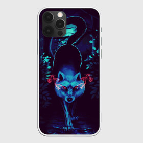 Чехол для iPhone 12 Pro Max с принтом Крадущийся волк в Петрозаводске, Силикон |  | волк | деревья | крадётся | кусты | лес | луна | ночь | охота | хищник