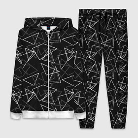 Женский костюм 3D с принтом Черно белый геометрический в Петрозаводске,  |  | абстрактный | геометрические фигуры | монохромный | мужской | треугольники | черный и белый | черный фон