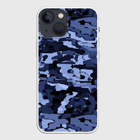 Чехол для iPhone 13 mini с принтом Синий камуфляж в клетку в Петрозаводске,  |  | для мальчиков | камуфляж | клетка | клетчатый узор | мужской | популярный | синий | современный | спортивный