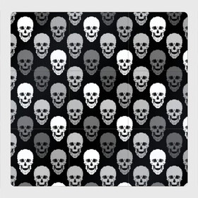 Магнитный плакат 3Х3 с принтом Черно-белый готический  в Петрозаводске, Полимерный материал с магнитным слоем | 9 деталей размером 9*9 см | абстрактный | готический узор | модный | серый | современный | черепа | черно белый | черный фон