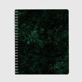 Тетрадь с принтом Темно-зеленый мраморный узор  в Петрозаводске, 100% бумага | 48 листов, плотность листов — 60 г/м2, плотность картонной обложки — 250 г/м2. Листы скреплены сбоку удобной пружинной спиралью. Уголки страниц и обложки скругленные. Цвет линий — светло-серый
 | Тематика изображения на принте: абстрактный | велюровый | зеленый | каменный | мрамор | современный | текстура камня | темный зеленый