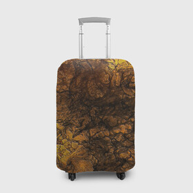 Чехол для чемодана 3D с принтом Абстрактный узор текстура в Петрозаводске, 86% полиэфир, 14% спандекс | двустороннее нанесение принта, прорези для ручек и колес | каменный узор | камень | коричневый | маскировочный | милитари | мраморный | темный оранжевый | черный и оранжевый