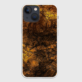 Чехол для iPhone 13 mini с принтом Абстрактный узор текстура в Петрозаводске,  |  | каменный узор | камень | коричневый | маскировочный | милитари | мраморный | темный оранжевый | черный и оранжевый