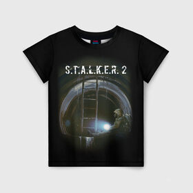 Детская футболка 3D с принтом Катакомбы | С.Т.А.Л.К.Е.Р 2 в Петрозаводске, 100% гипоаллергенный полиэфир | прямой крой, круглый вырез горловины, длина до линии бедер, чуть спущенное плечо, ткань немного тянется | chernobyl | pripyat | s.t.a.l.k.e.r. 2 | shadow of chernobyl | stalker | stalker 2 | воля | меченый | припять | свобода | свобода воля | сталкер | сталкер 2 | тени чернобыля | чернобыль