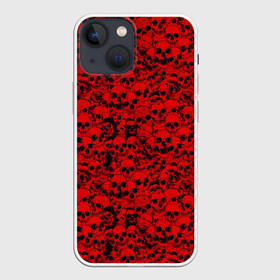 Чехол для iPhone 13 mini с принтом Красные черепа в Петрозаводске,  |  | osteology | red skulls | skull | жуткие черепа | черепа | черепа в красном окрасе