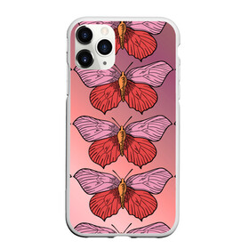 Чехол для iPhone 11 Pro Max матовый с принтом Розовый принт с бабочками  в Петрозаводске, Силикон |  | Тематика изображения на принте: бабочки | градиент | грустый | меланхолия | мотылек | насекомые | розовый | цветочки