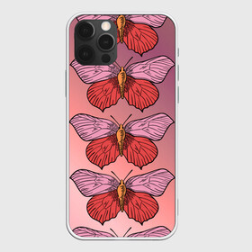 Чехол для iPhone 12 Pro Max с принтом Розовый принт с бабочками  в Петрозаводске, Силикон |  | Тематика изображения на принте: бабочки | градиент | грустый | меланхолия | мотылек | насекомые | розовый | цветочки