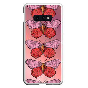 Чехол для Samsung S10E с принтом Розовый принт с бабочками  в Петрозаводске, Силикон | Область печати: задняя сторона чехла, без боковых панелей | Тематика изображения на принте: бабочки | градиент | грустый | меланхолия | мотылек | насекомые | розовый | цветочки