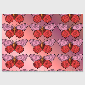Поздравительная открытка с принтом Розовый принт с бабочками  в Петрозаводске, 100% бумага | плотность бумаги 280 г/м2, матовая, на обратной стороне линовка и место для марки
 | бабочки | градиент | грустый | меланхолия | мотылек | насекомые | розовый | цветочки