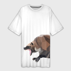 Платье-футболка 3D с принтом Росомаха в Петрозаводске,  |  | животное | зверь | злость | куница | медведь | милое животное | полигональный | росомаха | собака