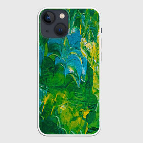 Чехол для iPhone 13 mini с принтом Я вижу в Петрозаводске,  |  | абстрактный лес | абстракция | гуашь | зеленое море | зелень | краски | лес | мазки | художества | художник | я вижу