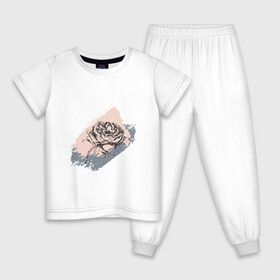 Детская пижама хлопок с принтом Темная роза - абстракция в Петрозаводске, 100% хлопок |  брюки и футболка прямого кроя, без карманов, на брюках мягкая резинка на поясе и по низу штанин
 | Тематика изображения на принте: абстрактный | абстракция | гранж | графика | графическая | краска | мазки | рисунок | роза | цветок | цветочный