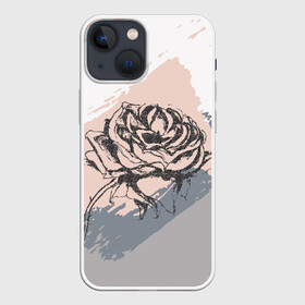 Чехол для iPhone 13 mini с принтом Абстракция с розой в Петрозаводске,  |  | абстракция | гранж | графика | графический | пастель | пастельная | роза | цветок | цветочный