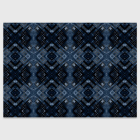 Поздравительная открытка с принтом Темный синий абстрактный узор  в Петрозаводске, 100% бумага | плотность бумаги 280 г/м2, матовая, на обратной стороне линовка и место для марки
 | абстрактный | молодежный | плед | синий | современный | темно синий