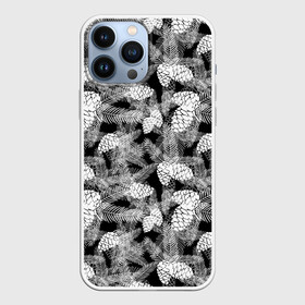 Чехол для iPhone 13 Pro Max с принтом Черно белый узор шишки в Петрозаводске,  |  | елка | кедровый | лесной | модный | природа | тайга | черно белый | шишки