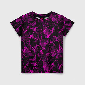 Детская футболка 3D с принтом Абстрактный узор цвета фуксия в Петрозаводске, 100% гипоаллергенный полиэфир | прямой крой, круглый вырез горловины, длина до линии бедер, чуть спущенное плечо, ткань немного тянется | детский | лиловый | молодежный | популярный | современный | темный лиловый | фуксия | черный и бордовый