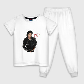 Детская пижама хлопок с принтом BAD. Майкл Джексон в Петрозаводске, 100% хлопок |  брюки и футболка прямого кроя, без карманов, на брюках мягкая резинка на поясе и по низу штанин
 | bad | michael jackson | бэд | король | майкл джексон | поп король