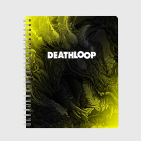 Тетрадь с принтом Deathloop - Hyperbeast в Петрозаводске, 100% бумага | 48 листов, плотность листов — 60 г/м2, плотность картонной обложки — 250 г/м2. Листы скреплены сбоку удобной пружинной спиралью. Уголки страниц и обложки скругленные. Цвет линий — светло-серый
 | death | deathloop | game | games | hyperbeast | loop | дэслуп | дэт | дэтлуп | знак | игра | игры | лого | луп | мертвая | пелтя | символ