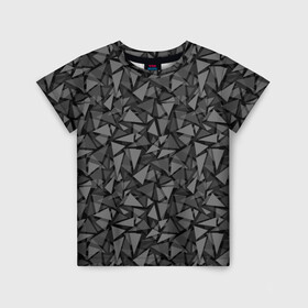 Детская футболка 3D с принтом Геометрический серый узор  в Петрозаводске, 100% гипоаллергенный полиэфир | прямой крой, круглый вырез горловины, длина до линии бедер, чуть спущенное плечо, ткань немного тянется | абстрактный | геометрический | мозаика | серый | современный | темный серый | черно белый