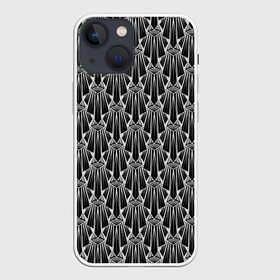 Чехол для iPhone 13 mini с принтом Узор Арт деко в Петрозаводске,  |  | абстрактный | арт деко | геометрический | деко | модный | популярный | современный | черно белый