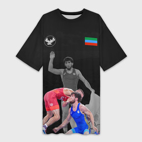 Платье-футболка 3D с принтом Dagestan wrestling (Uguev) в Петрозаводске,  |  | Тематика изображения на принте: dagestan | freestyle | team | uguev | wrestling | борьба | вольная | дагестан | завур | заур | кавказ | олимпийский | республика | сборная | угуев | федерация | хасавюрт | чемпион