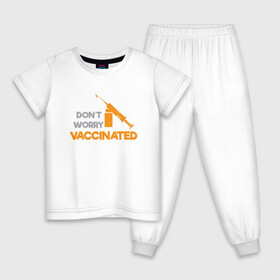 Детская пижама хлопок с принтом Vaccinated в Петрозаводске, 100% хлопок |  брюки и футболка прямого кроя, без карманов, на брюках мягкая резинка на поясе и по низу штанин
 | coronavirus | covid19 | virus | вакцина | вакцинация | вирус | грипп | заражение | здоровье | иммунитет | инфекция | карантин | корона | коронавирус | маска | пандемия | прививка | самоизоляция | спутник