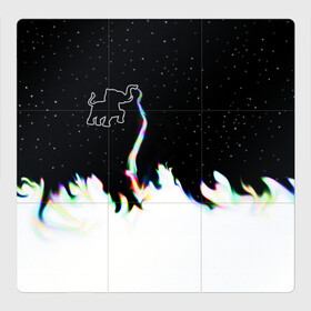 Магнитный плакат 3Х3 с принтом Затерянный в космосе в Петрозаводске, Полимерный материал с магнитным слоем | 9 деталей размером 9*9 см | звезды слон пламя потерянный забытый радуга хобот огонь