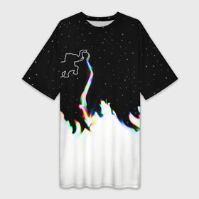 Платье-футболка 3D с принтом Затерянный в космосе в Петрозаводске,  |  | звезды слон пламя потерянный забытый радуга хобот огонь